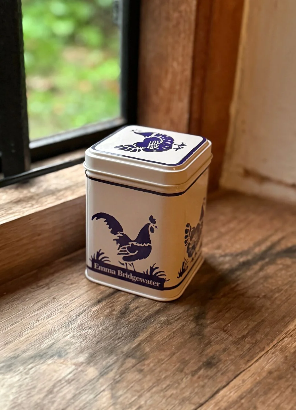Blue Hen Small Square Tin Caddy