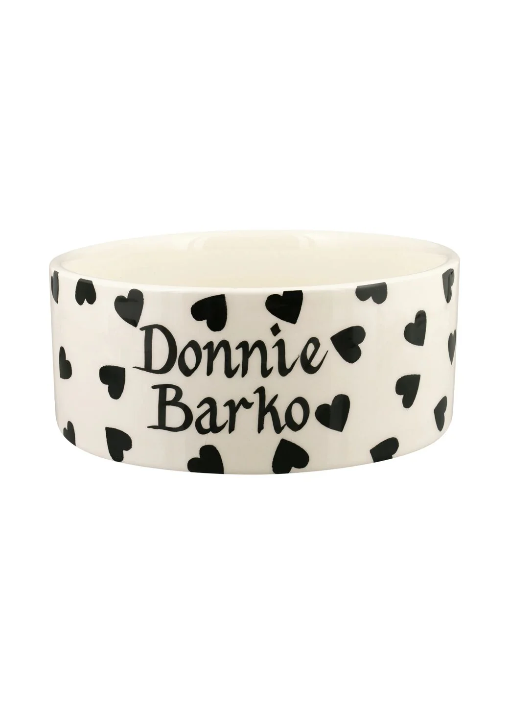 Personalised Black Hearts Large Pet Bowl