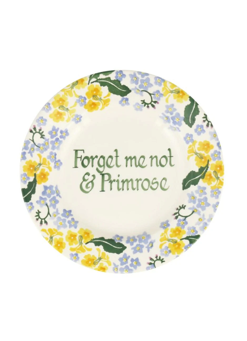Personalised Forget Me Not & Primrose Medium Dinner Plate, 8.5 Inch
