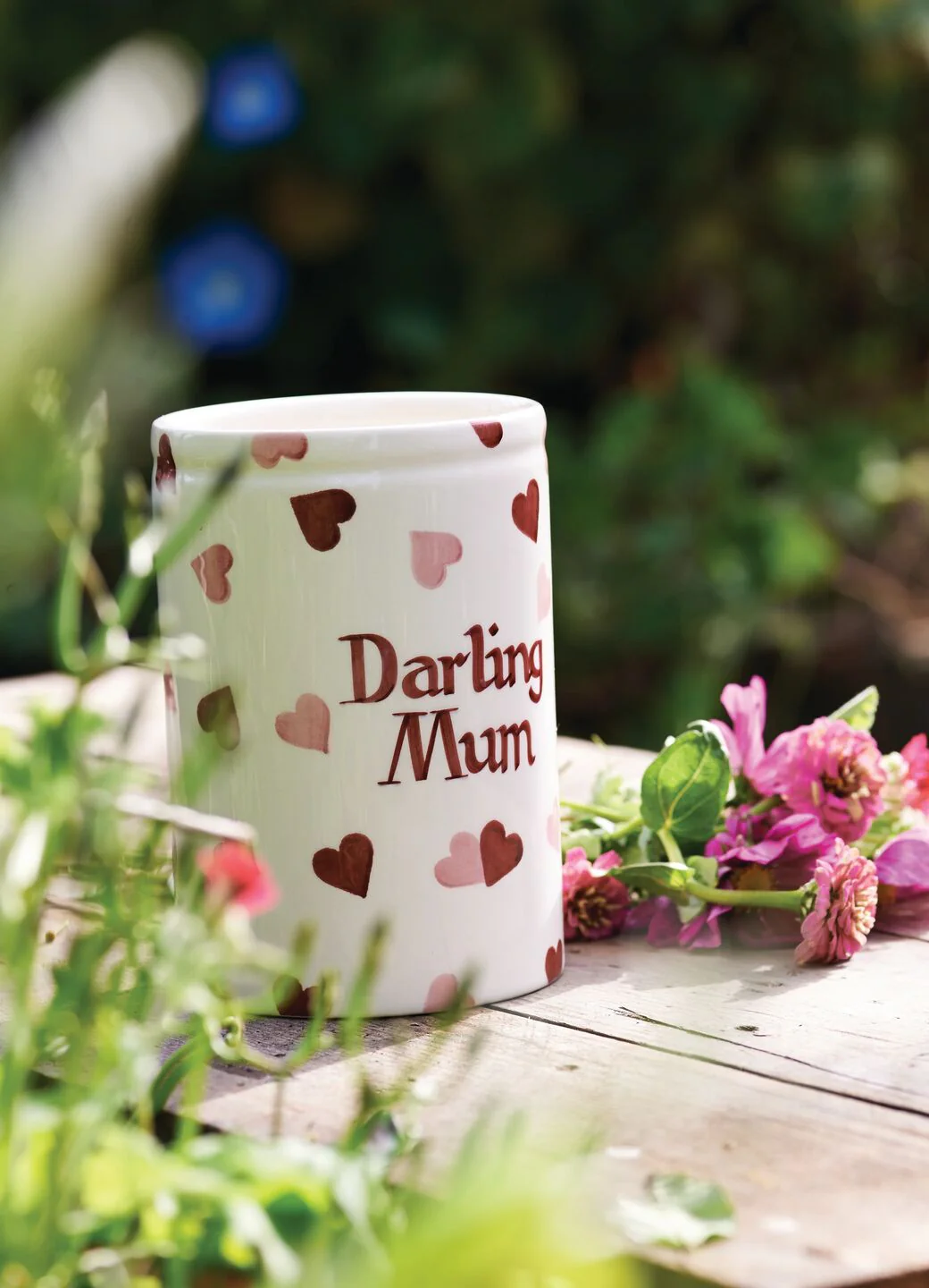 Personalised Pink Hearts Medium Vase