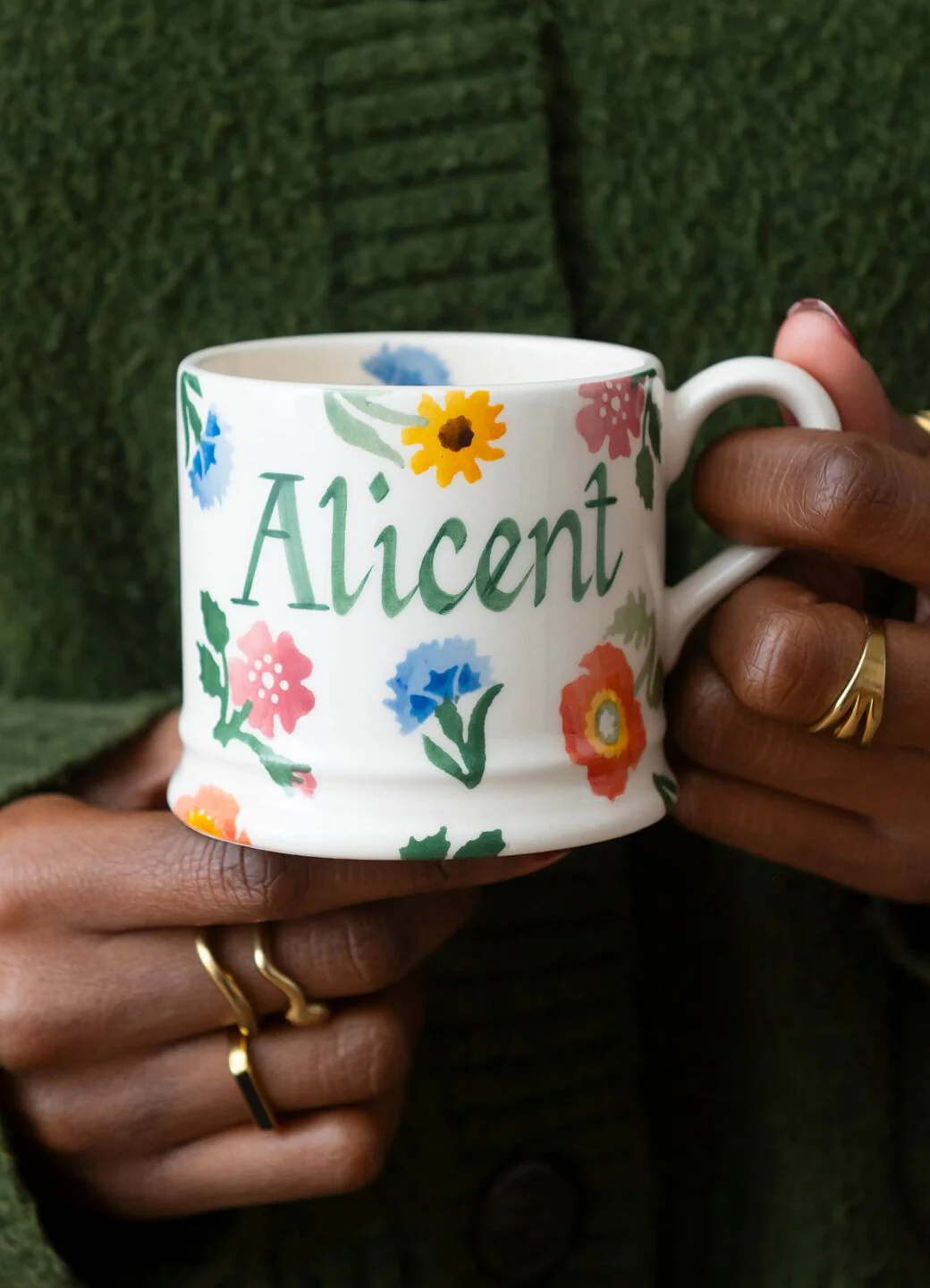 Personalised Poppies & Pinks Small Mug