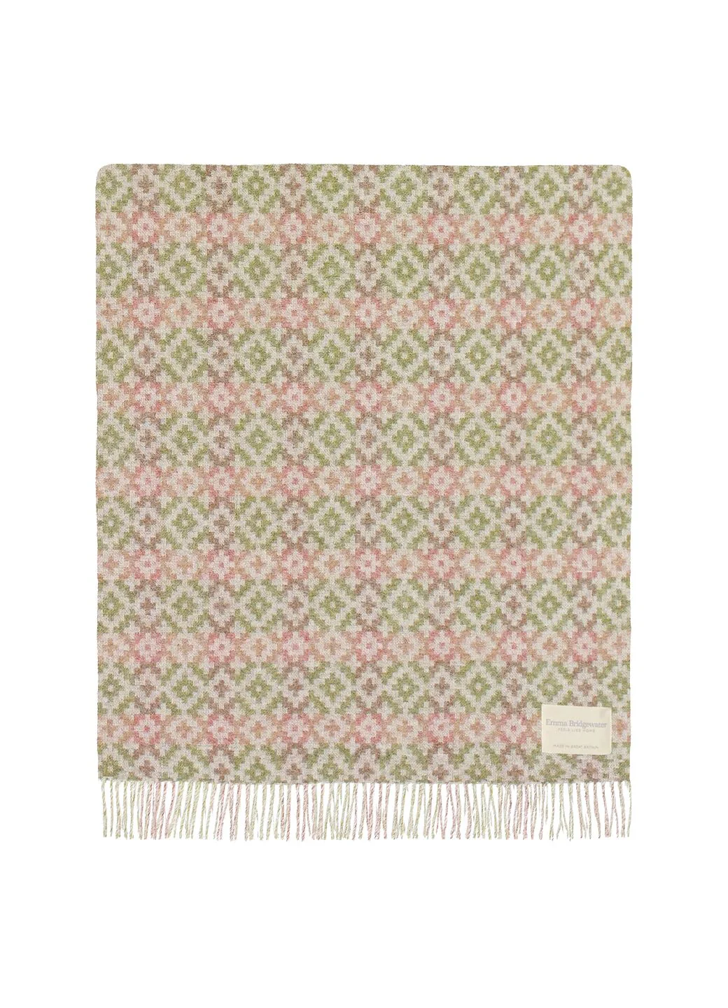 Pink & Green Patterned Wool Throw 140cm X 185cm - Image 2