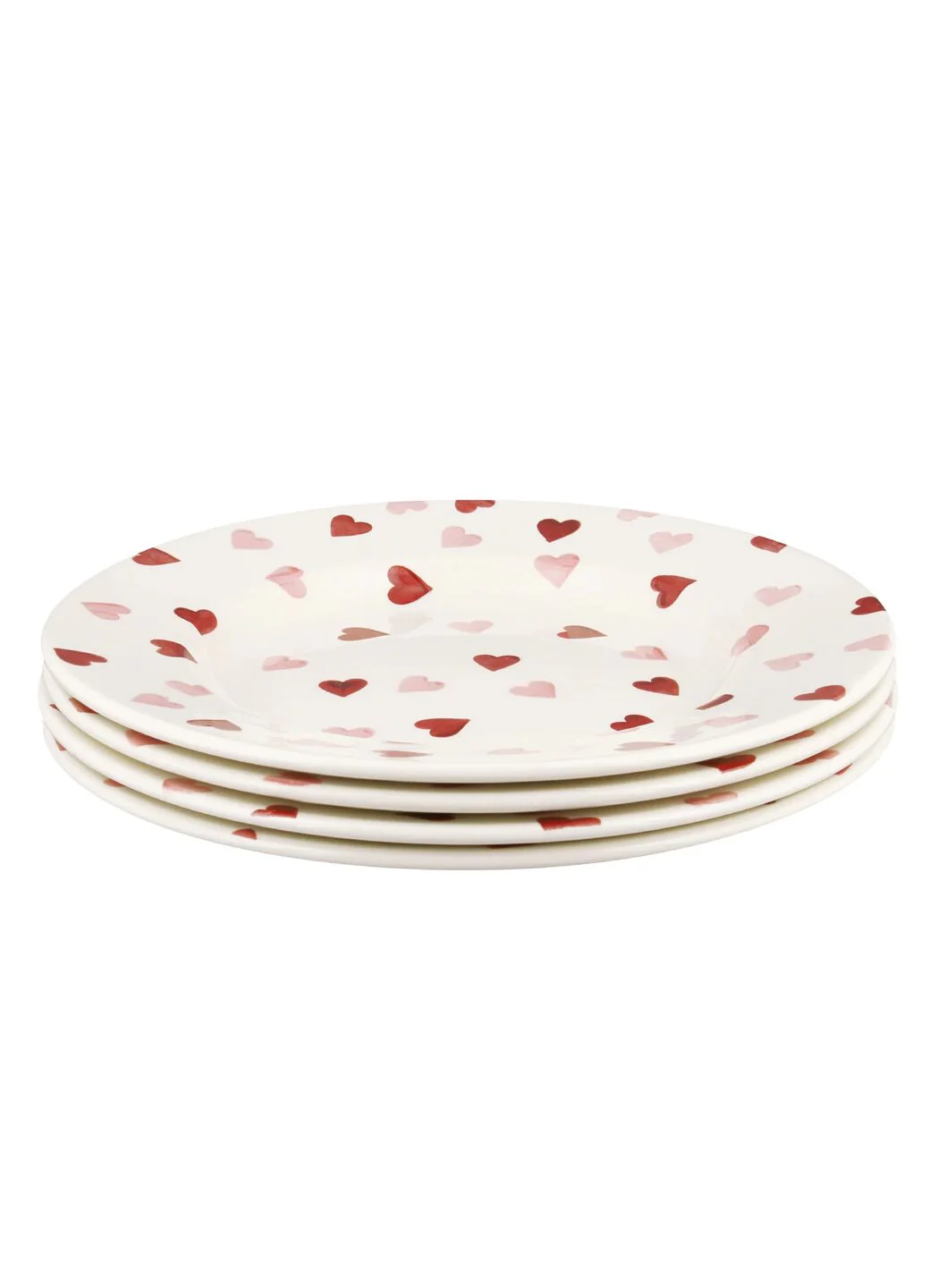 Pink Hearts Large Dinner Plate, 10.5 Inch - Set of 4