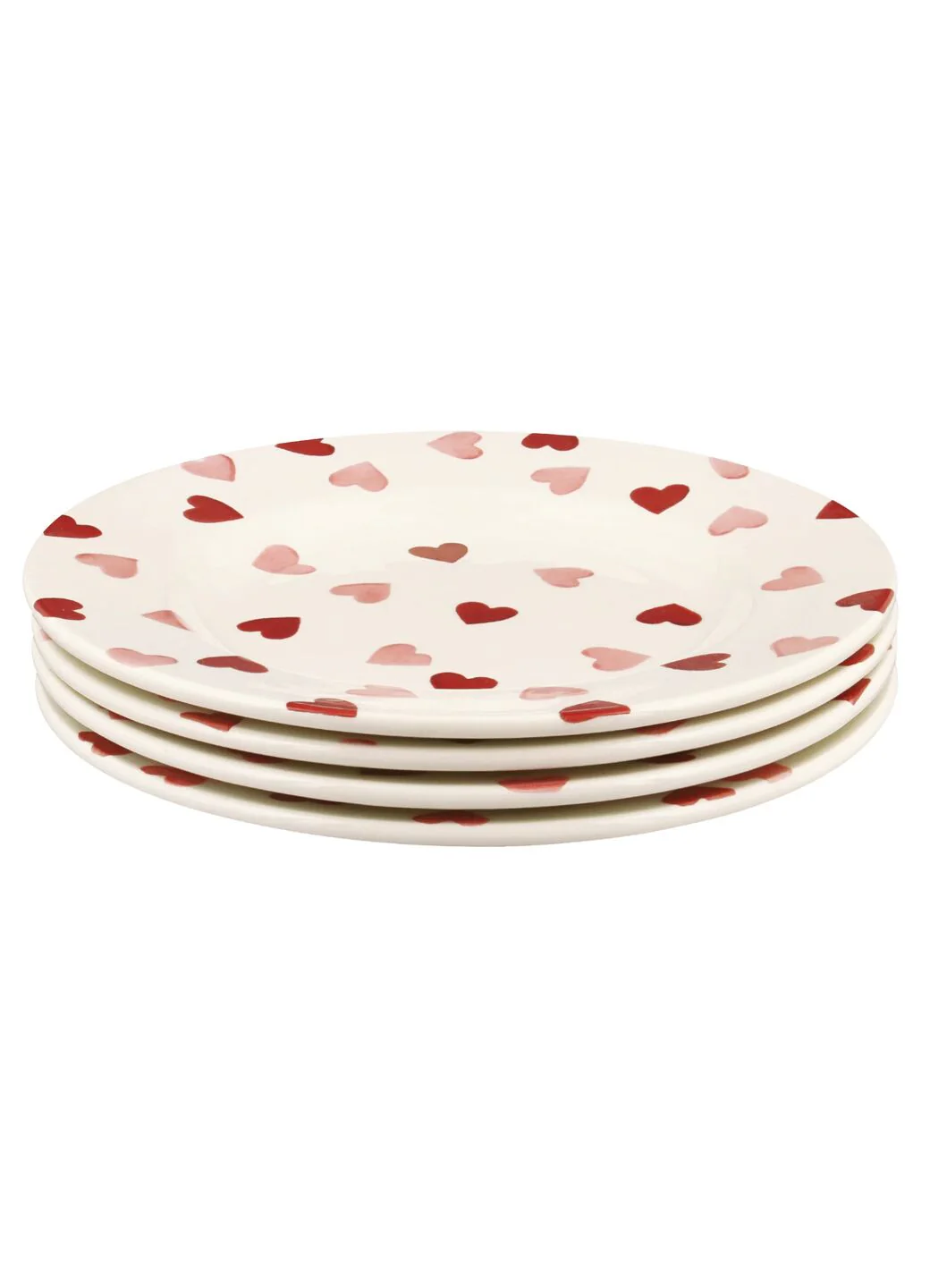 Pink Hearts Medium Dinner Plate, 8.5 Inch - Set of 4