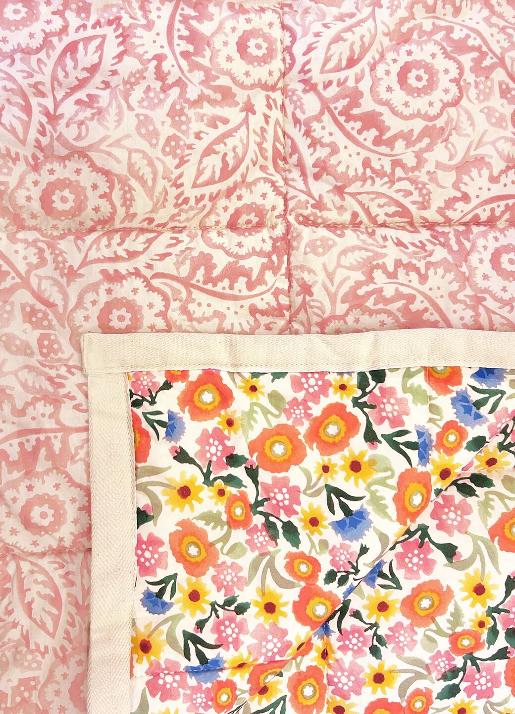 Poppies & Pinks Quilted Throw 200Cm X 200Cm